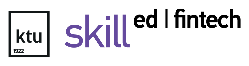 skilled fintech programme's purple and black logo. KTU black logo.