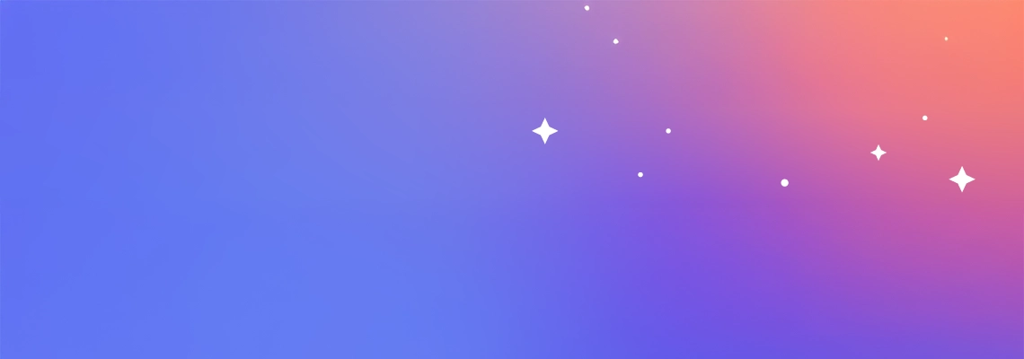 Gradient background from blue to orange with scattered white star-shaped dots. Used as a visual introduction to KTU educational development programmes that promote academic and professional growth.